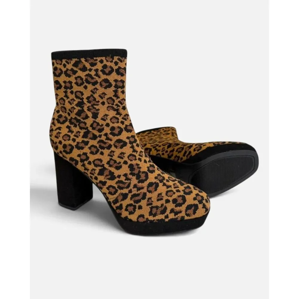MIA Women's Candra Knit Platform Block-Heel Booties Boots, NEW! Size 8.5